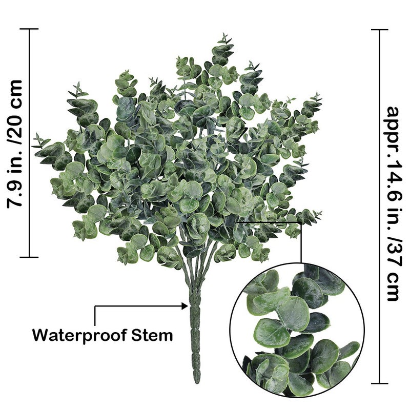 Supla 3 Pcs Realistic Eucalyptus Leaves Bushes Artificial Greenery Stems Faux Eucalyptus Branches in Grey Green 14.6" Tall for Vase Bouquets Wreath Garland Floral Crafts Centerpiece Table Decorations - Image 2